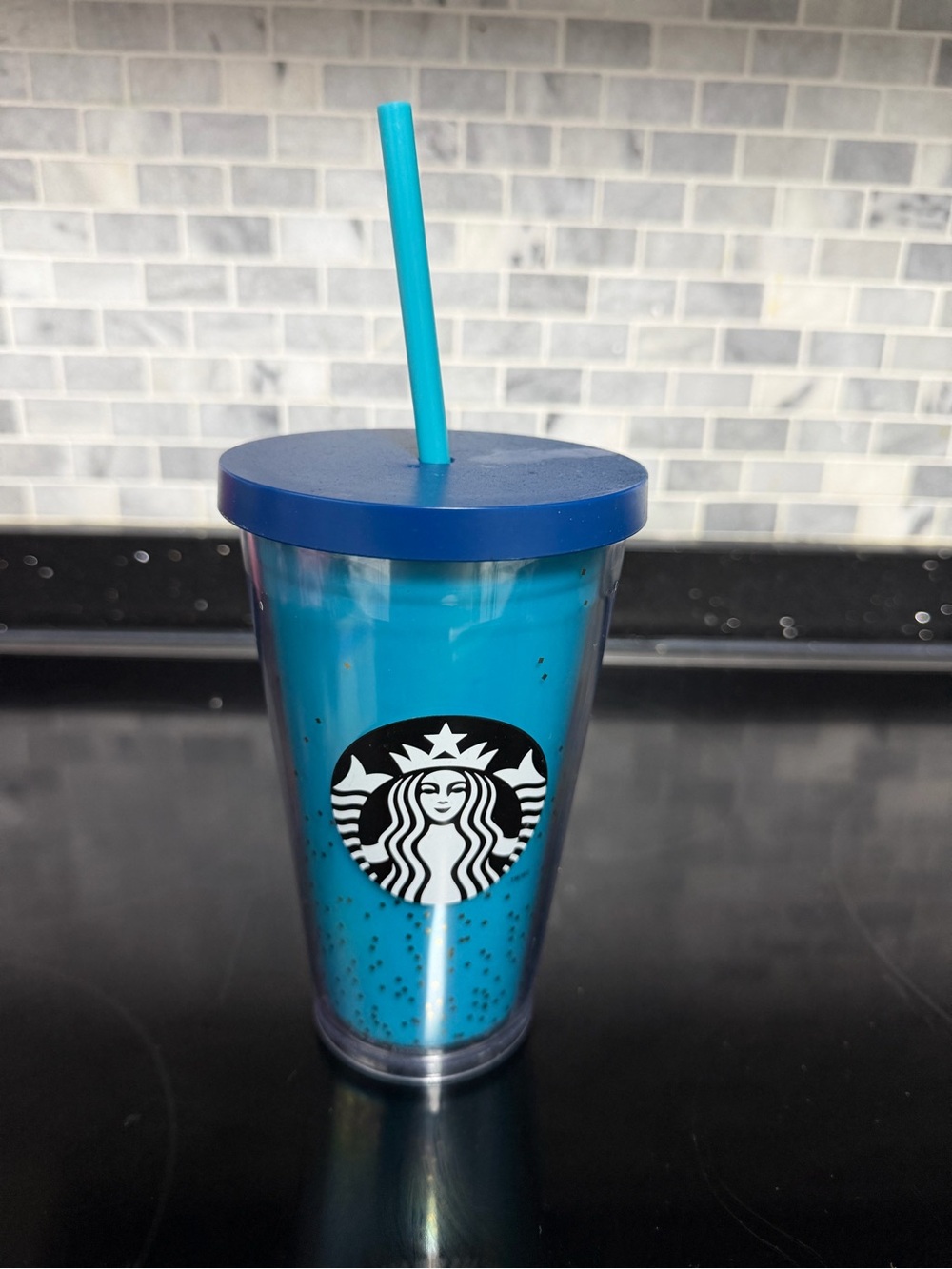 Starbucks Blue Teal Double-Wall Reusable Tumbler with Straw